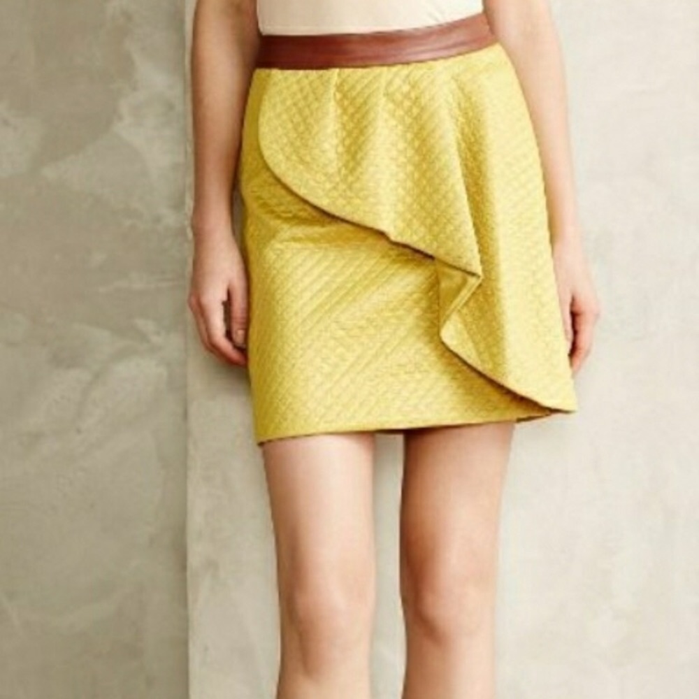 Golden quilted Anthro pencil skirt